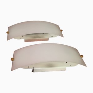 Keria Sconces in Frosted Glass and Metal, 1990s, Set of 2-NTQ-1718450