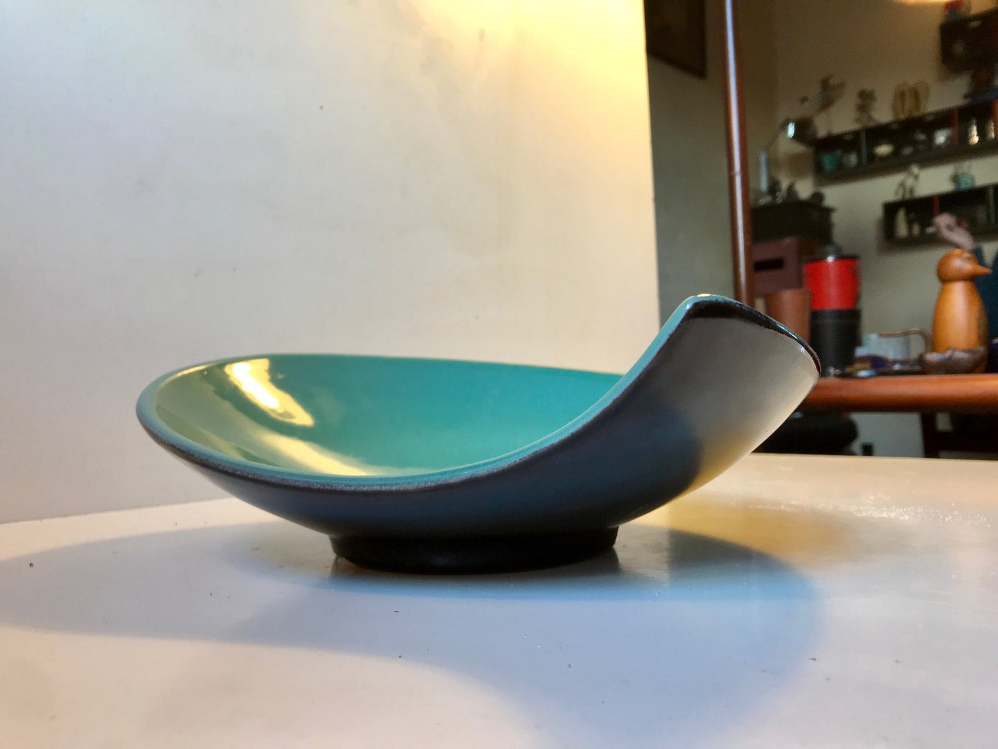 Kidney-Shaped Ceramic Dish by Peter Hansen for Mørkøv, 1950s