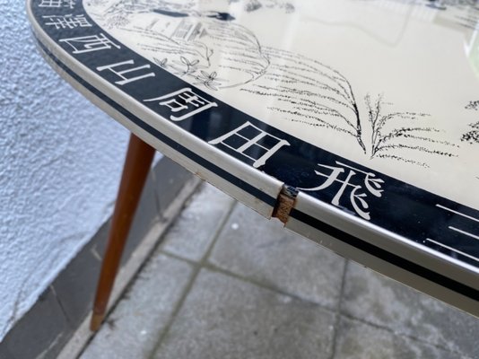 Kidney Shaped Coffee Table with Geisha Motif, 1950s-PYR-1425357