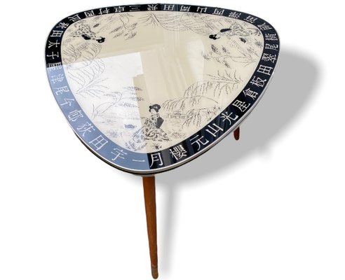 Kidney Shaped Coffee Table with Geisha Motif, 1950s-PYR-1425357