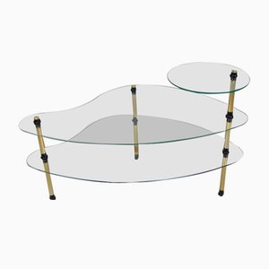 Kidney Shaped Etagere with Three Glass Plates, 1950s-TL-1808026