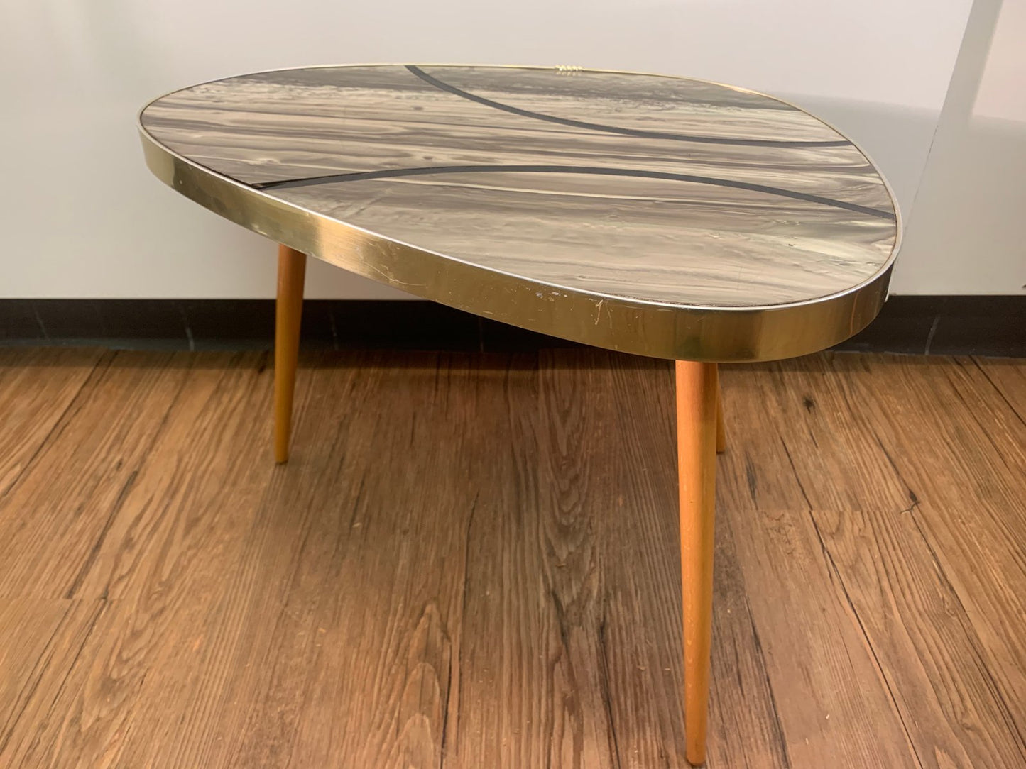 Kidney-Shaped Flower Table or Plant Stand in Formica, 1950s