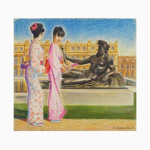 Kimonos at Versailles - Original Pastel Drawing by Emile Deschler - 1984 1984-ZCI-758021