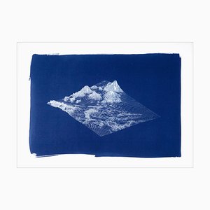 Kind of Cyan, 3D Render Mountain Landscape in Deep Blue Tones, 2021, Cyanotype-RWC-1333529