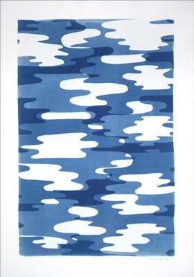 Kind of Cyan, Camouflage Reflections in Blue Tones, 2021, Monotype Cyanotype Print-RWC-1089570