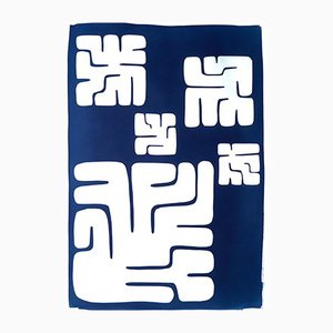 Kind of Cyan, Mayan Block Figures, 2021, Monotype on Paper-RWC-1134427