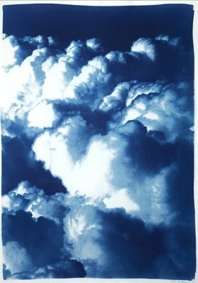 Kind of Cyan, Multipanel Triptych with Serene Clouds, 2021, Cyanotype-RWC-1399475