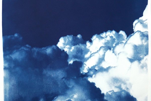 Kind of Cyan, Multipanel Triptych with Serene Clouds, 2021, Cyanotype-RWC-1399475