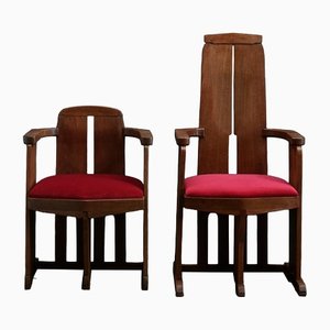 King and Queen Chair Set, 1930s, Set of 2-XFS-1393556