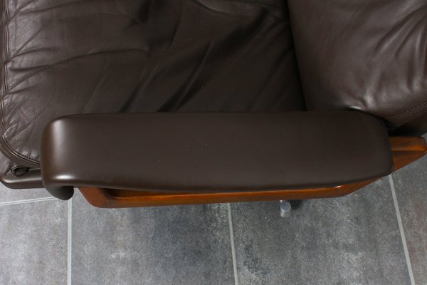 King Chair in Brown Leather by André Vandenbeuck for Strässle, 1960s-IV-1768305