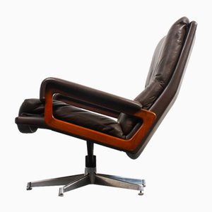 King Chair in Brown Leather by André Vandenbeuck for Strässle, 1960s-IV-1768305