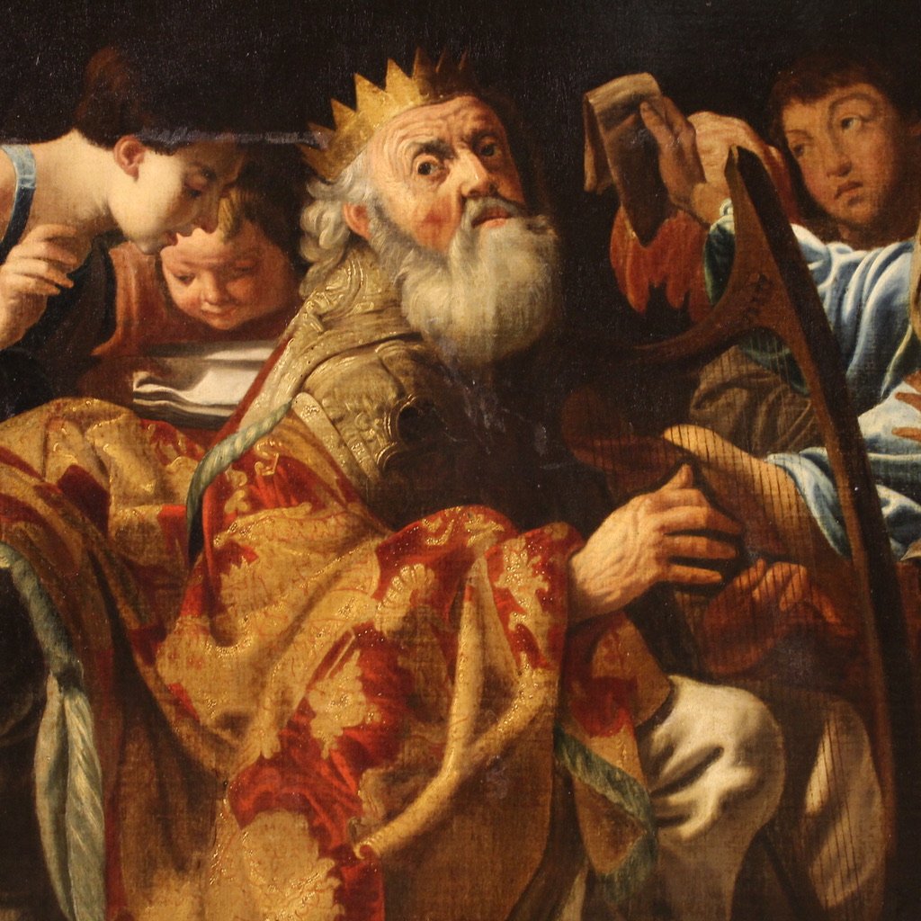 King David Plays the Harp Among the Angels, 1660, Oil on Canvas, Framed