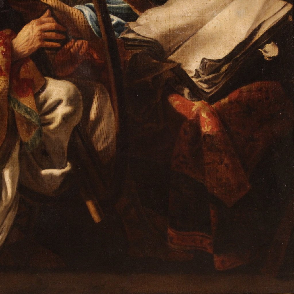 King David Plays the Harp Among the Angels, 1660, Oil on Canvas, Framed