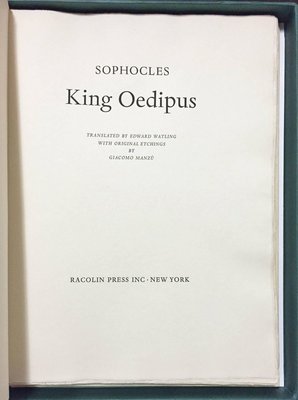 King Oedipus illustrated by Manzù - Includes a Suite of Original Etchings. 1968-ZCI-759325