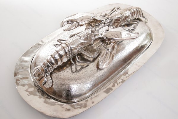 King Size Lobsters Dish in Silver-Plating by Franco Lapini, 1970s-XQB-1813426