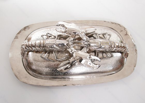 King Size Lobsters Dish in Silver-Plating by Franco Lapini, 1970s-XQB-1813426