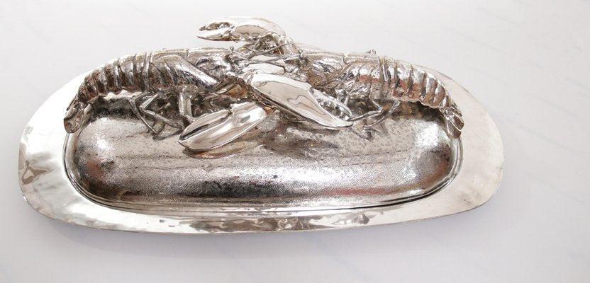 King Size Lobsters Dish in Silver-Plating by Franco Lapini, 1970s-XQB-1813426