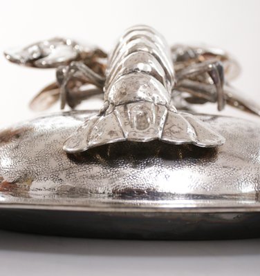 King Size Lobsters Dish in Silver-Plating by Franco Lapini, 1970s-XQB-1813426