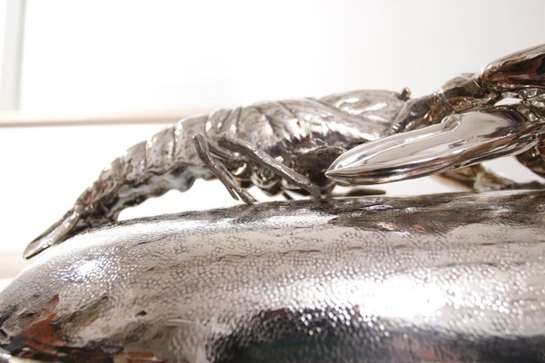 King Size Lobsters Dish in Silver-Plating by Franco Lapini, 1970s-XQB-1813426