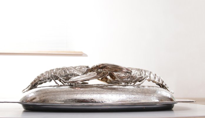 King Size Lobsters Dish in Silver-Plating by Franco Lapini, 1970s-XQB-1813426