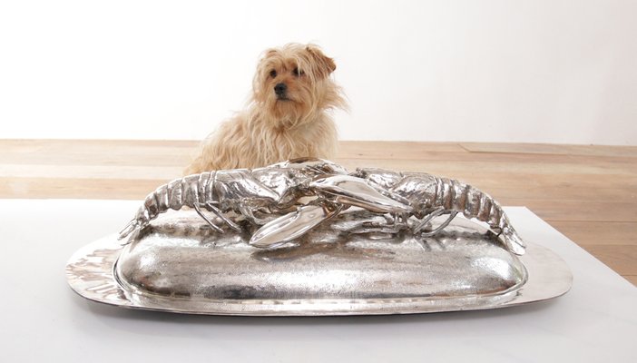 King Size Lobsters Dish in Silver-Plating by Franco Lapini, 1970s-XQB-1813426