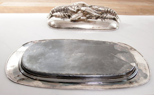 King Size Lobsters Dish in Silver-Plating by Franco Lapini, 1970s-XQB-1813426