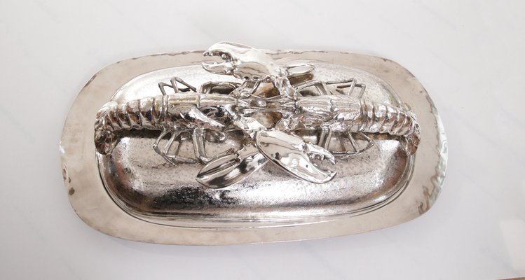 King Size Lobsters Dish in Silver-Plating by Franco Lapini, 1970s-XQB-1813426