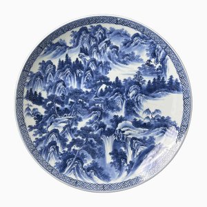 King Yaki Porcelain Charger with Mountain Landscape by Yamatoku Kiln, 1930s.-DWL-1787472