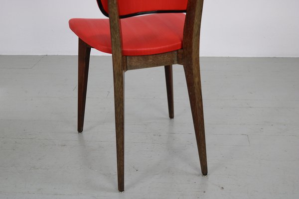 Kitchen Chair with Red Synthetic Leather Cover, 1960s-AA-1781237