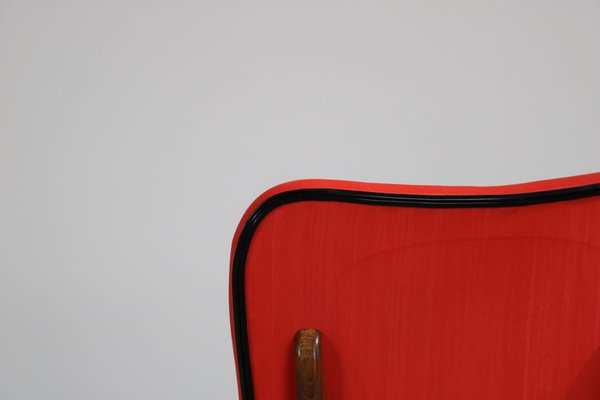 Kitchen Chair with Red Synthetic Leather Cover, 1960s-AA-1781237