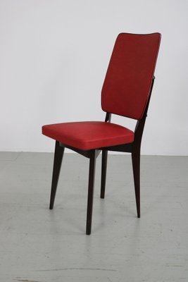 Kitchen Chair with Red Synthetic Leather Cover, 1960s-AA-1781236