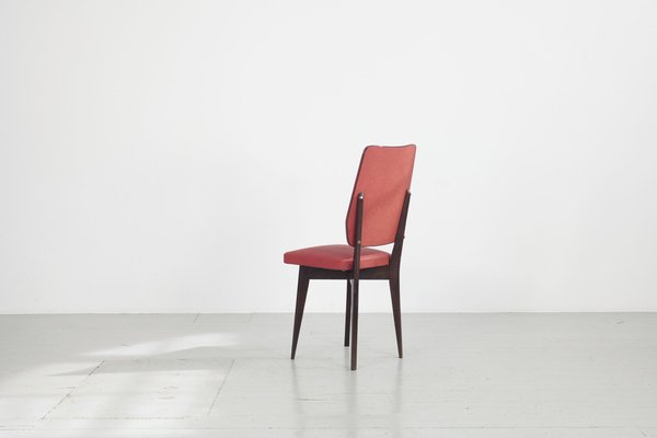 Kitchen Chair with Red Synthetic Leather Cover, 1960s-AA-1781236