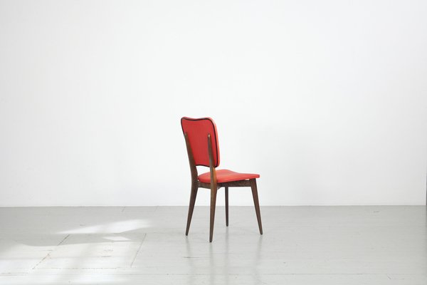 Kitchen Chair with Red Synthetic Leather Cover, 1960s-AA-1781237