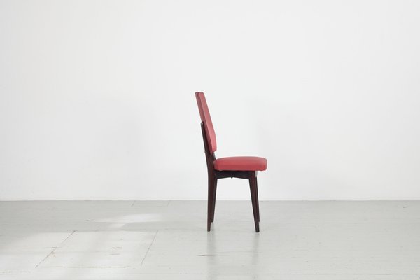 Kitchen Chair with Red Synthetic Leather Cover, 1960s-AA-1781236