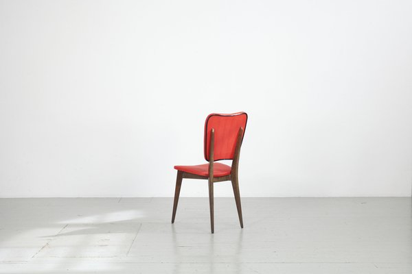 Kitchen Chair with Red Synthetic Leather Cover, 1960s-AA-1781237