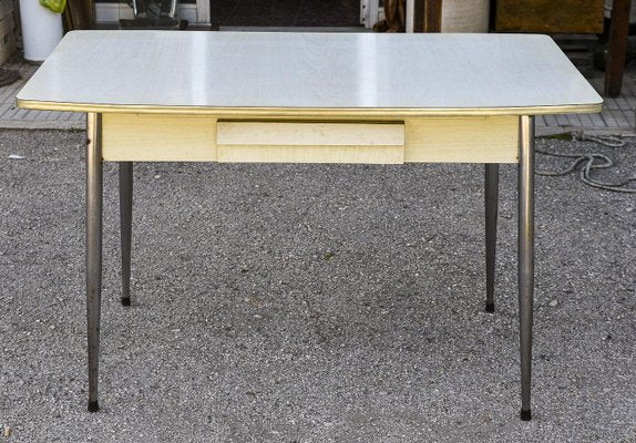 Kitchen Table with White Formica Top and Leveler, Italy, 1970s-RAQ-1300543