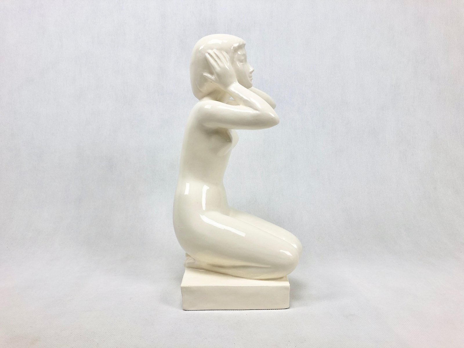 Kneeling Nude Woman Statue from Jihokera Bechyně, 1960s