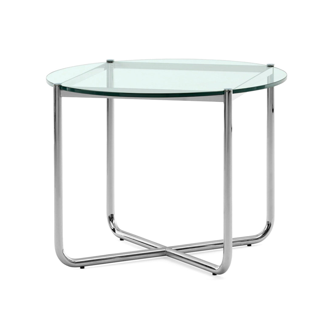 MR - Round glass and steel coffee table