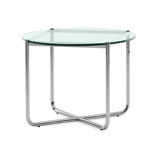 MR - Round glass and steel coffee table