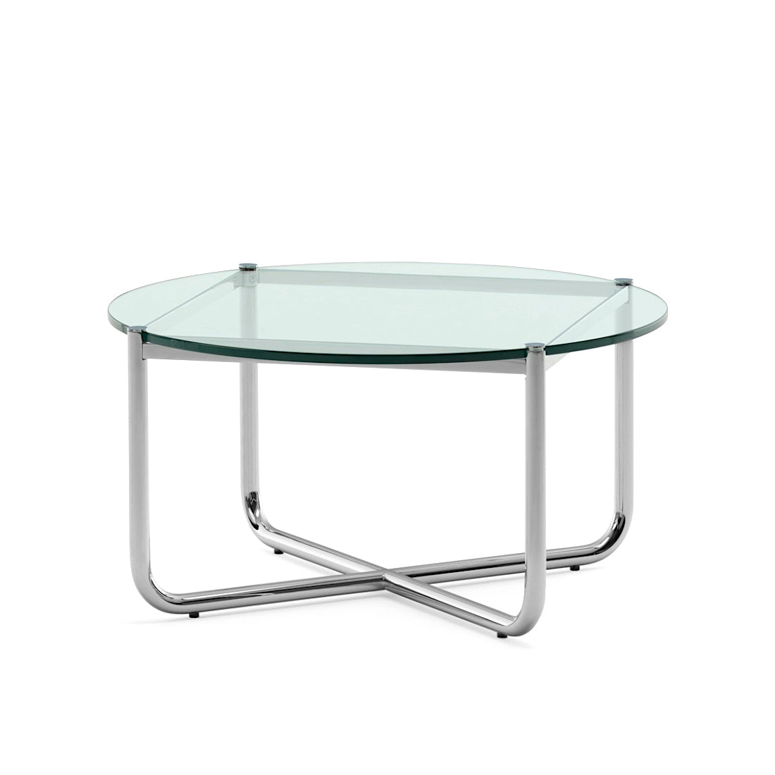 MR - Round glass and steel coffee table