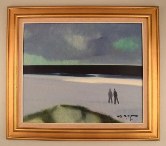 Knud Horup, Modernist Beach Landscape, 20th Century, Oil on Canvas