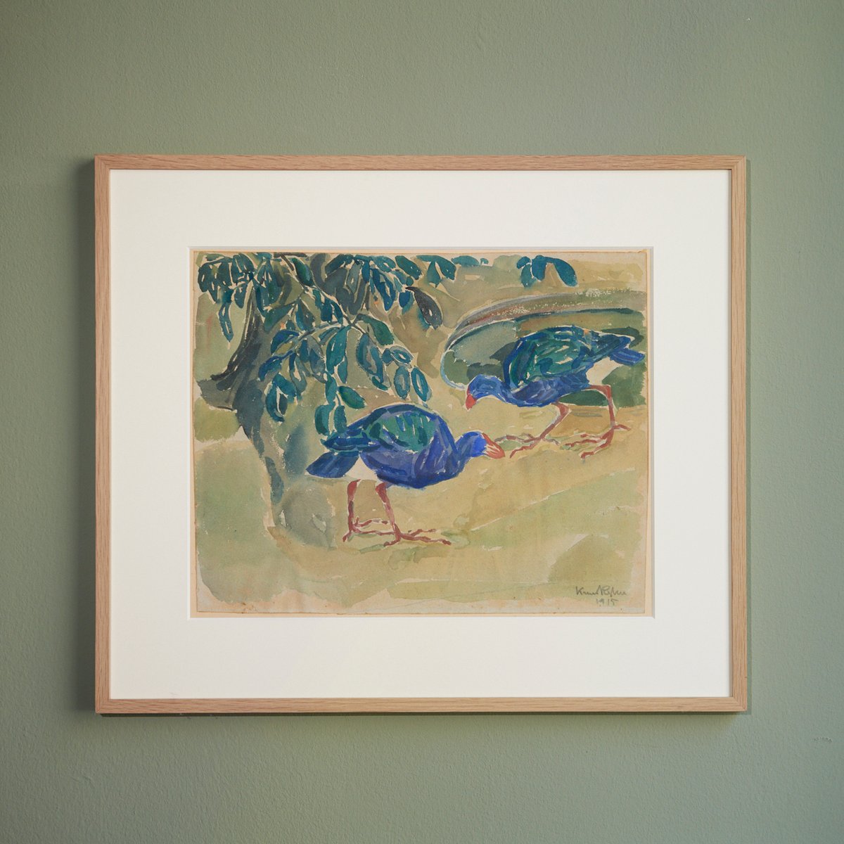 Knud Kyhn, Composition, 1915, Watercolor, Framed