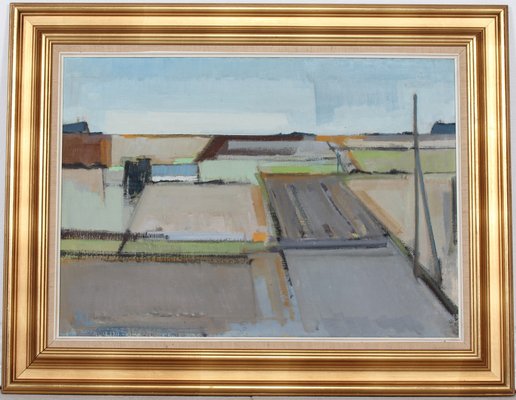 Knud Laursen, Danish Landscape, 1960s, Oil on Canvas, Framed-QQ-1372847