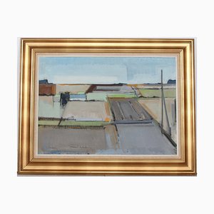 Knud Laursen, Danish Landscape, 1960s, Oil on Canvas, Framed-QQ-1372847