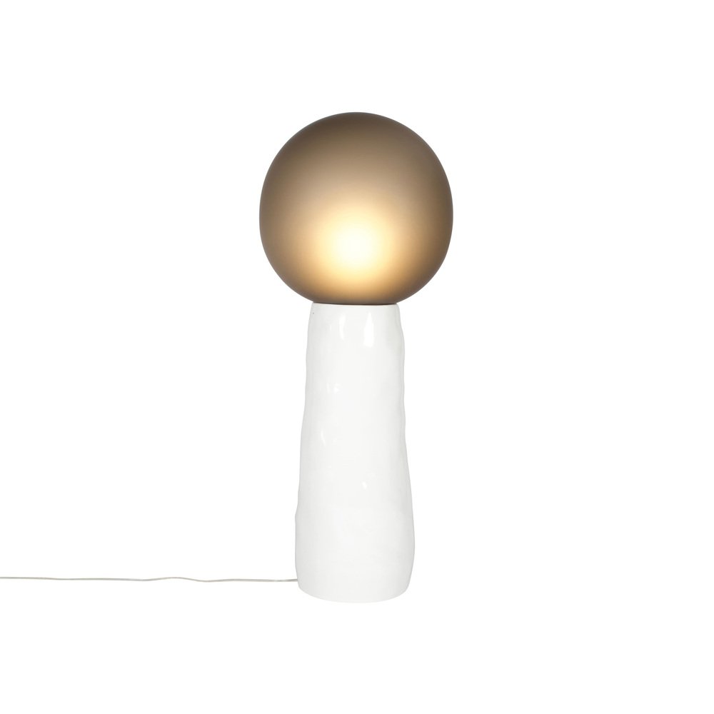 Kokeshi Medium Grey Acetato White Floor Lamp by Pulpo