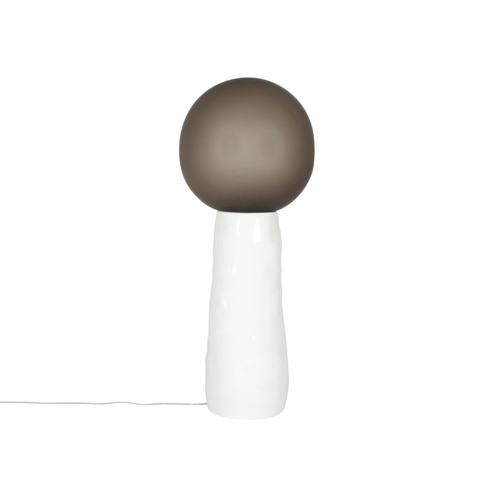 Kokeshi Medium Grey Acetato White Floor Lamp by Pulpo