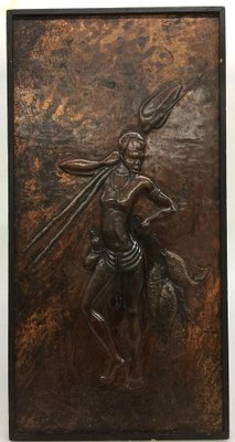 Kongolo, African Art, Relief in Brass, 1979-UCH-1224757