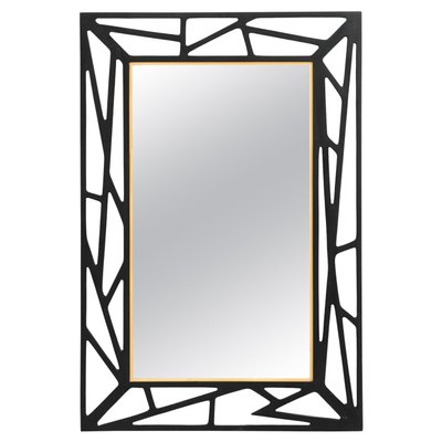 Konkret Mirror in Black Lacquered Wood by Yngve Ekström, 1950s-SC-2034058