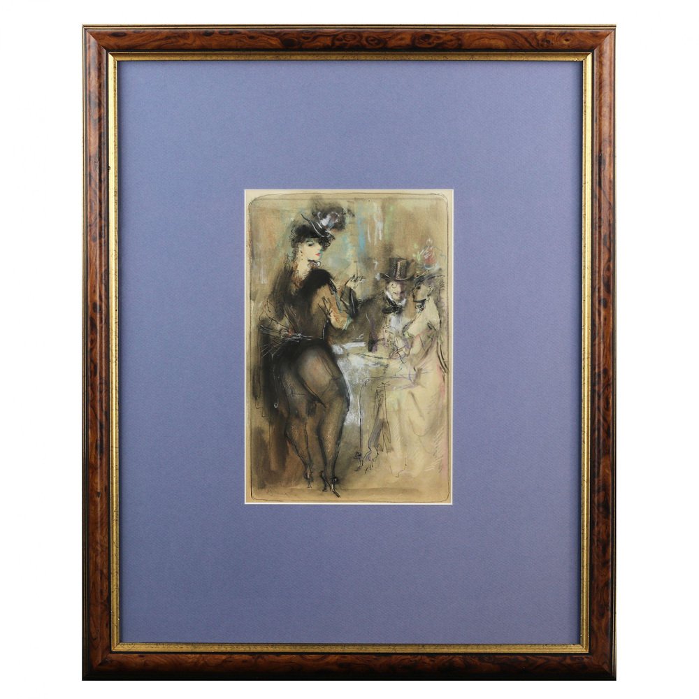 Konstantin Ivanovich Rudakov, Variety Show Dancer, 1980s, Pastel on Paper, Framed