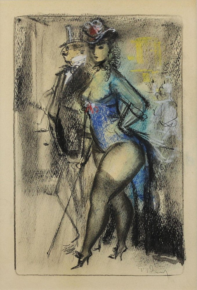 Konstantin Ivanovich Rudakov, Variety Show Dancer, 1990s, Mixed Media on Paper, Framed